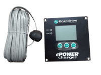 Enerdrive ePOWER charger remote control panel with LCD screen, control buttons and 7.5m connection cable