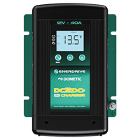 Front view of Enerdrive DC2DC charger with LCD screen and control buttons