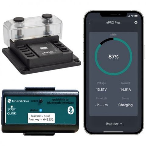 Enerdrive ePRO PLUS battery monitor kit with shunt, Bluetooth interface and smartphone app display