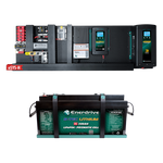 Enerdrive eSYSTEM installation kit featuring AC and DC chargers, solar controller, and a 300Ah B-TEC lithium battery