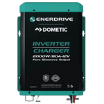 Front view of Enerdrive 2000W 12V inverter charger showing branding and power ratings