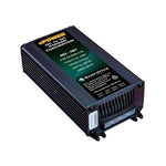 Black Enerdrive galvanically isolated DC-DC converter with finned aluminium heat sink and mounting feet