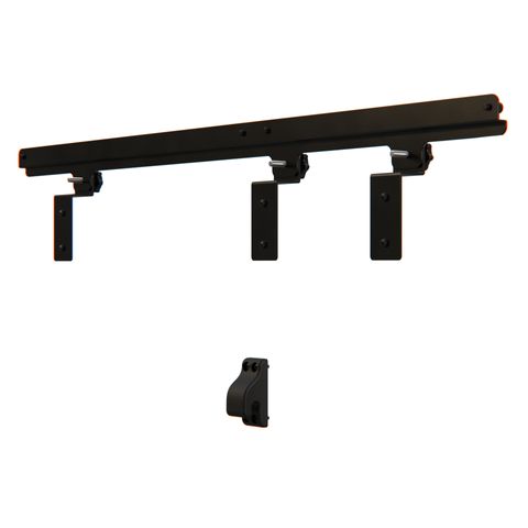 Black powder-coated mounting kit with rail and brackets for Next Gen Ranger and Amarok tubs