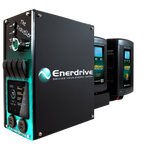 Perspective view of the Enerdrive Traveller canopy power system showing the control panel and dual battery chargers