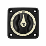Front view of black Exotronic 300A battery selector switch with OFF, 1, and 2 positions