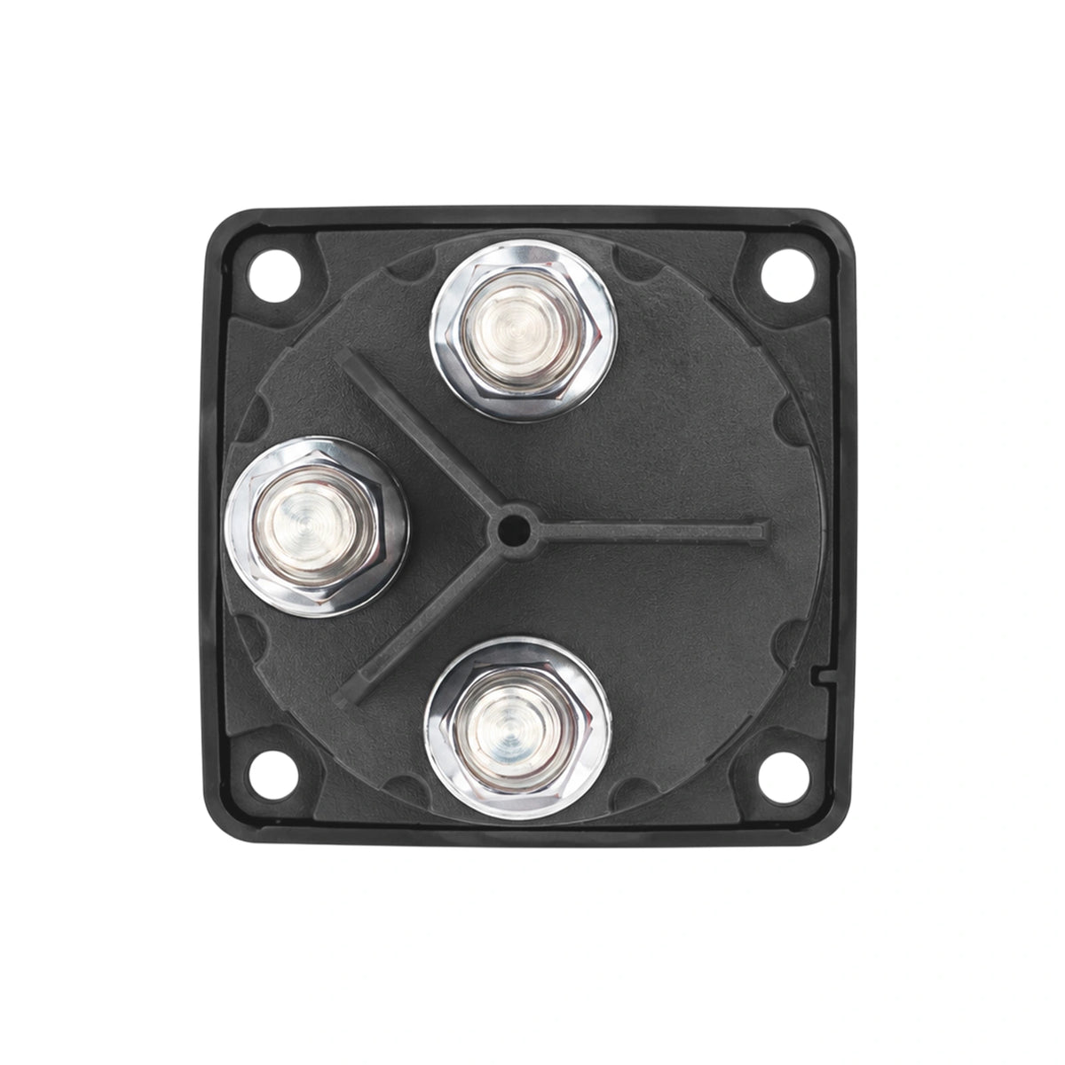 Rear view of the battery selector switch showing three heavy-duty threaded terminals