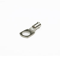 Tin-plated 6mm² copper lug with M10 hole and flared bellmouth entry