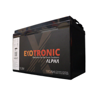 Exotronic Alpha 12V 180Ah lithium deep cycle battery angled view