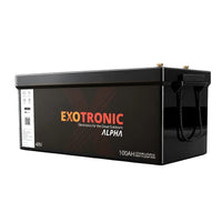 Exotronic Alpha 48V 100Ah LiFePO4 battery in black IP67 case with rope handles