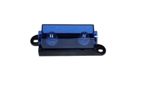 Exotronic Mega fuse holder assembled with transparent blue cover and black base