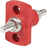 Red feed through connector with 5/16 inch tin-plated copper stud and mounting holes