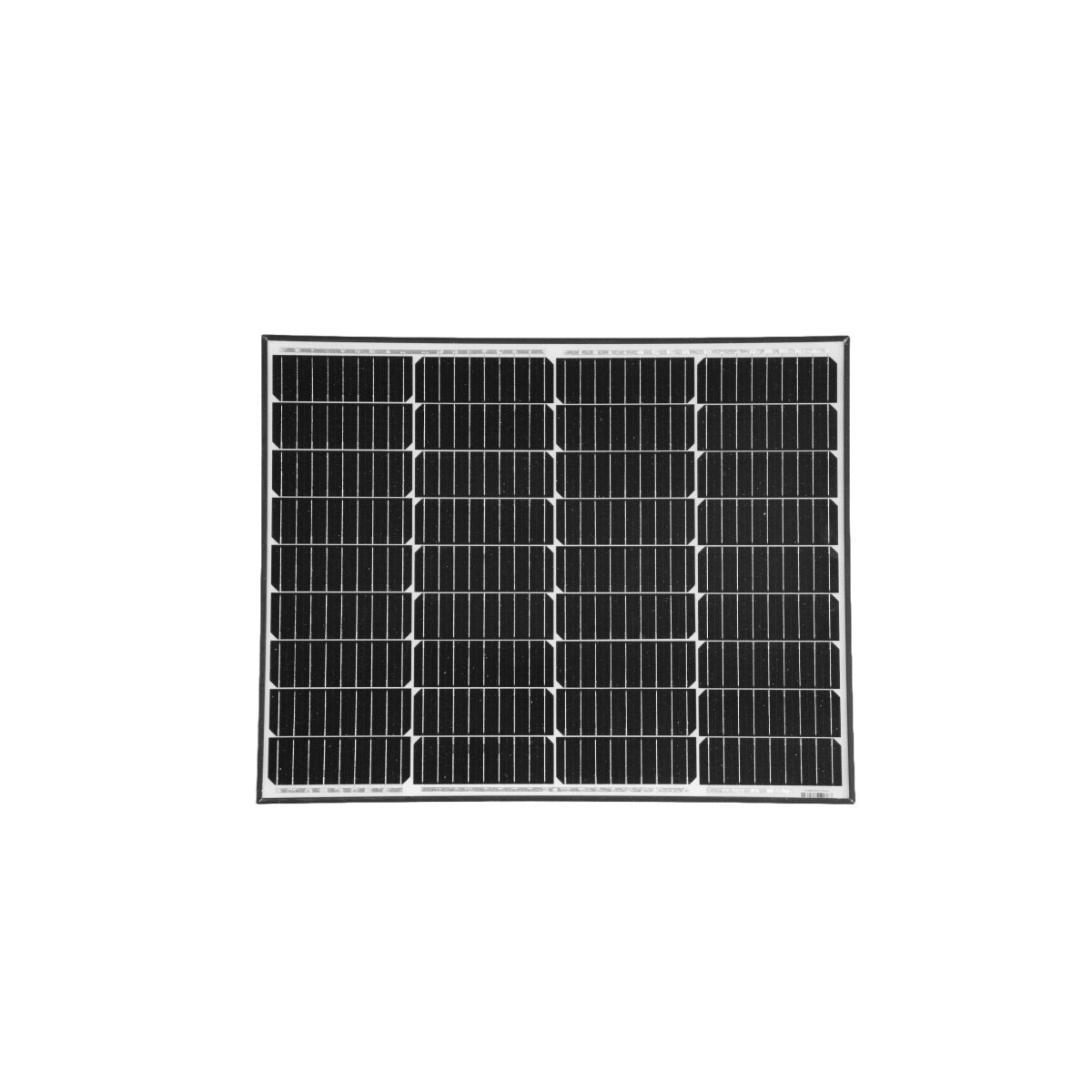 Front view of the 75W fixed solar panel showing 36 monocrystalline cells and black frame