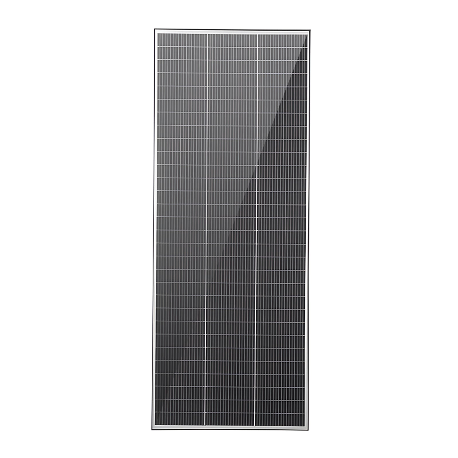 Front view of Exotronic 250W fixed solar panel showing grid pattern and black frame