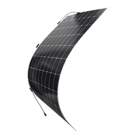 Perspective view of a Sunman eArc solar panel curved to demonstrate high flexibility