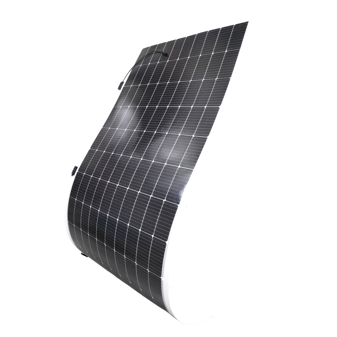 Side view demonstrating the extreme flexibility and thin profile of the Sunman solar panel