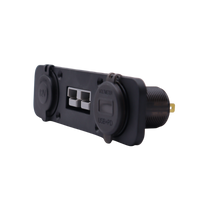 Side profile of flush mount panel showing mounting threads and rear electrical terminals