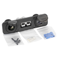 Flush mount panel kit with Anderson plug, 12V cigarette socket, USB ports and mounting hardware