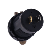 Rear view of socket housing showing two metallic spade terminal connections