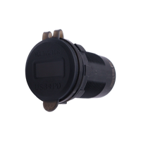 Closed translucent black dust cover on flush mount socket labeled Voltmeter and USB+PD