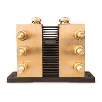 Front view of 6000A 50mV DC shunt with parallel resistive elements and insulated base