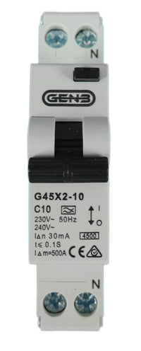 Front view of Gen3 RCBO showing C10 rating and test button layout