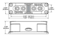 Technical dimensional drawing of compatible Class T fuse block with measurements