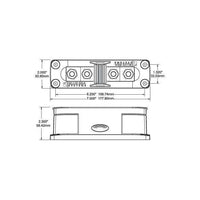 Technical dimensional drawing of compatible Class T fuse block with measurements