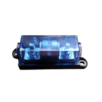 Assembled fuse holder with transparent blue cover protecting the internal ceramic fuse and connections