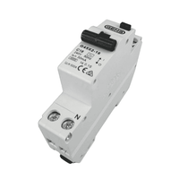 Angled side view of Gen3 16A RCBO safety switch showing compact single module casing and toggle