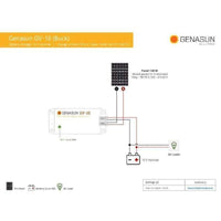 Technical single line diagram for Genasun GV-10 installation with voltage specifications