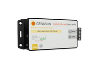 Angled view of Genasun 8A MPPT boost controller showing side mounting holes and terminal block