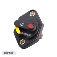 Exotronic 10A Mini Panel Mount Waterproof DC Circuit Breaker - 20 Pack