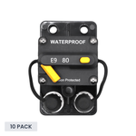 Exotronic 80A Surface Mount Waterproof DC Circuit Breaker - Side by Side - 10 Pack