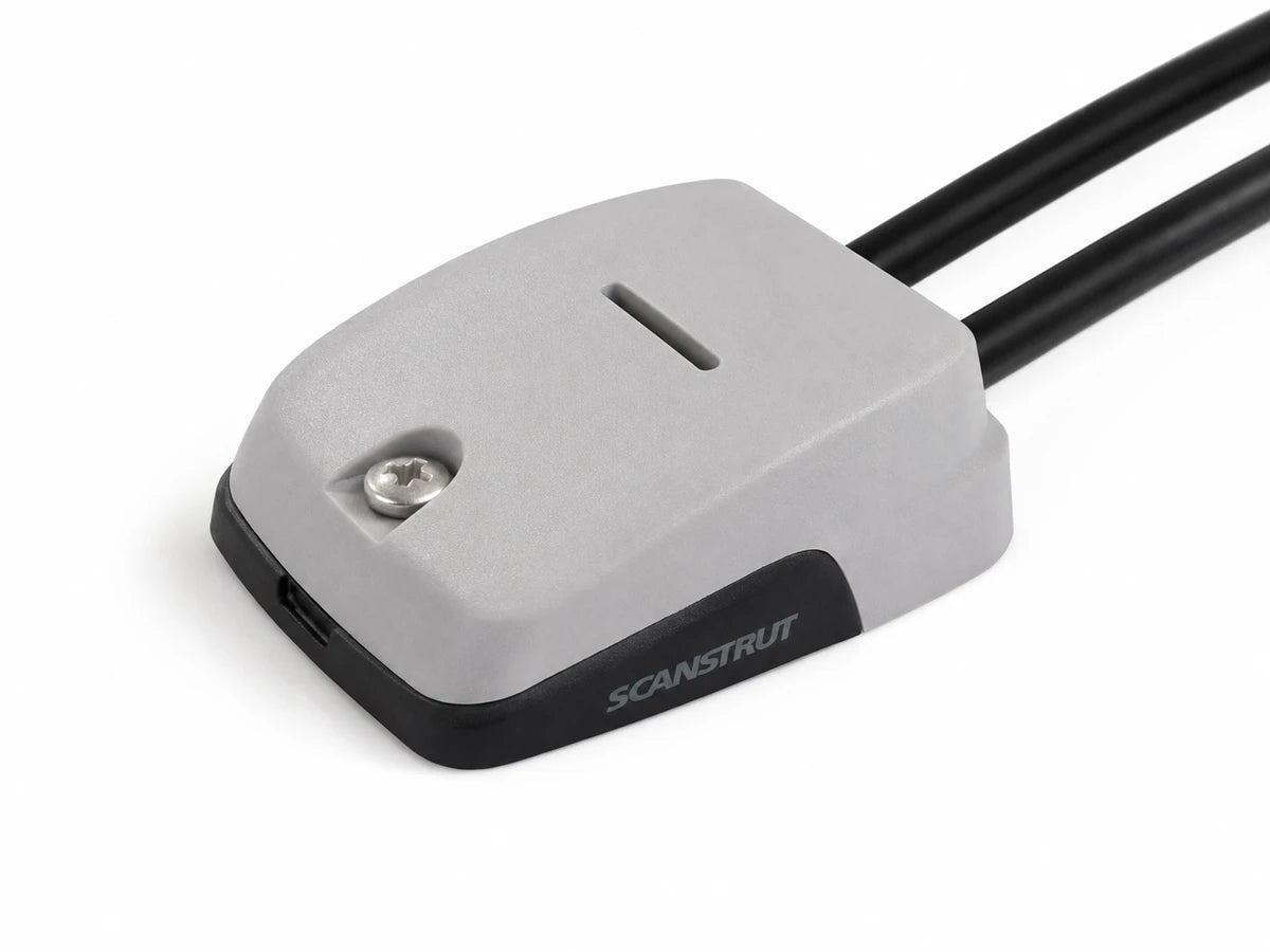 Installed view of Scanstrut grey horizontal cable seal with two cables
