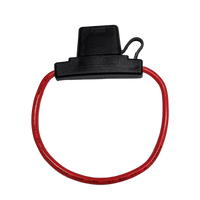 Red 8AWG inline maxi fuse holder with protective dust cap and cable loop