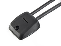Black horizontal double cable seal installed with two cables passing through