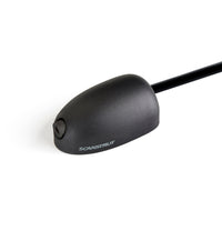 Black low profile horizontal cable seal with a single cable installed