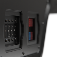 Internal view of labelled 200A and 60A circuit breakers within the Journeyman power system