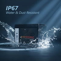 IP67 waterproof lithium battery splash test demonstrating water resistance