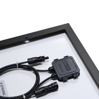 Close-up of IP68 junction box and MC4 compatible connectors