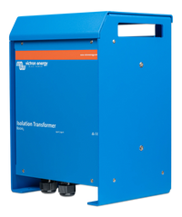 Side view of the Victron 8000W isolation transformer highlighting enclosure depth and assembly screws