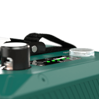 Close-up of the LED state of charge indicator and on-off button