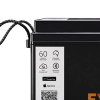 Side label of lithium battery showing IP67 rating and 60-month warranty
