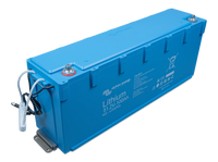 Victron 48V lithium battery with steel mounting bracket attached to the base for secure installation