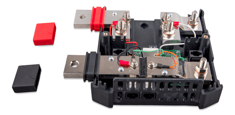 Internal side view of Lynx Shunt demonstrating internal wiring and mounting points