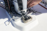 Cable seal on a yacht deck managing wiring near the mast base