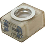 Transparent MRBF fuse with silver ring terminal and blue text reading BUSS 200A 58V