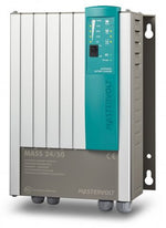 Mastervolt Mass 24/50-2 mains battery charger with metallic ribbed casing and teal LED control panel