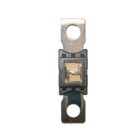 Rear view of 100A Mega fuse showing solid tin-plated copper construction