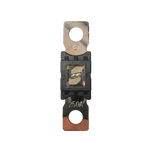 Top-down view of 250A Mega fuse with black housing and clear window